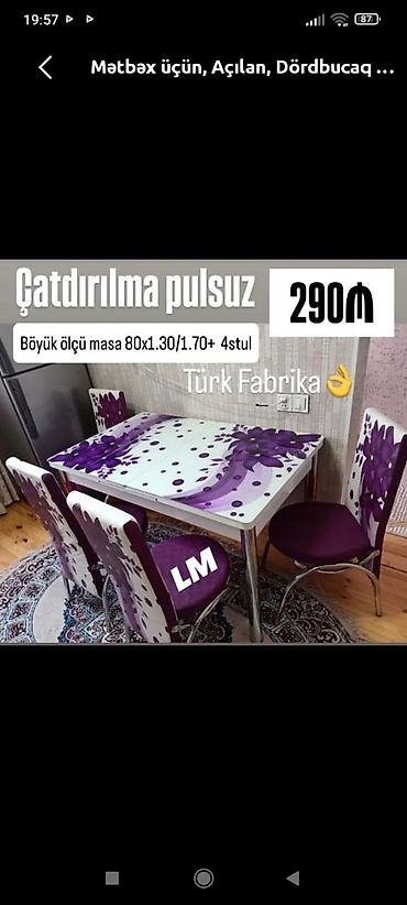 turk soba: Mətbəx üçün açılan dördbucaqlı masa dəsti. Xüsusiyyətlər: - Türk — 1