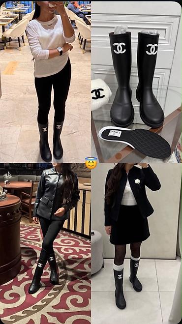 chanel: Резиновые сапоги, 36, Б/у, цвет - Черный — 2