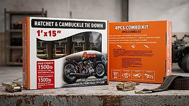 Набор ремней крепления груза Ratchet &amp; Cambuckle Tie Down, 4 шт