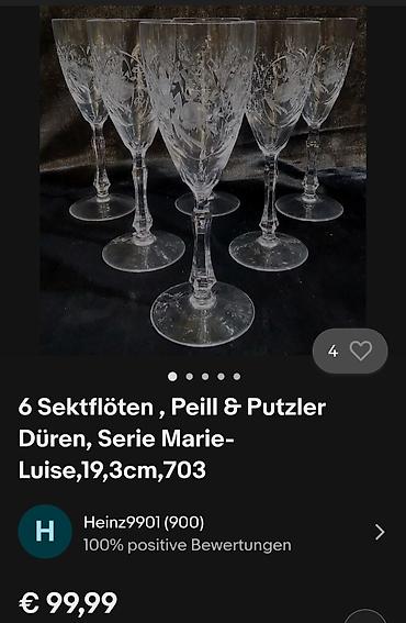 murano staklo: Lux kristal case za vino iz 60ih god,rucni rad Peill i Putzler — 3