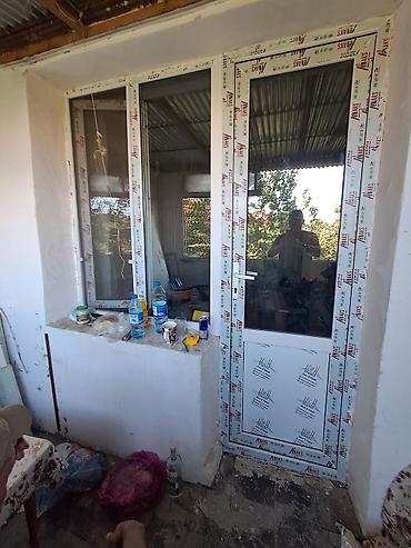 PVC balkon qapısı və pəncərə bloku - Material: ağ PVC profil