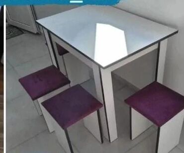 Комплекты столов и стульев: Для кухни, Новый, Нераскладной, Квадратный стол, 4 стула