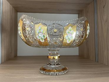 dekor vitrin: Klassik üslublu büllur meyvə/qəlyanaltı qabı (ayaqlı) - Material — 1