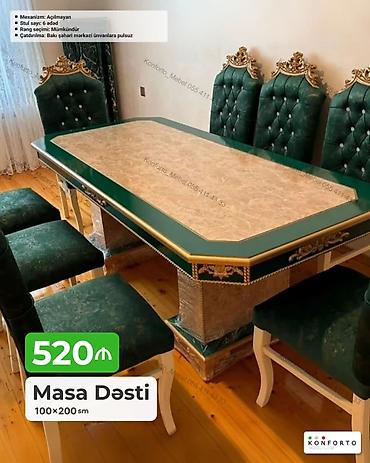 mutekke: Masa Dəsti – 100×200 sm - Mexanizm: açılmayan - Stul sayı: 6 ədəd - — 1