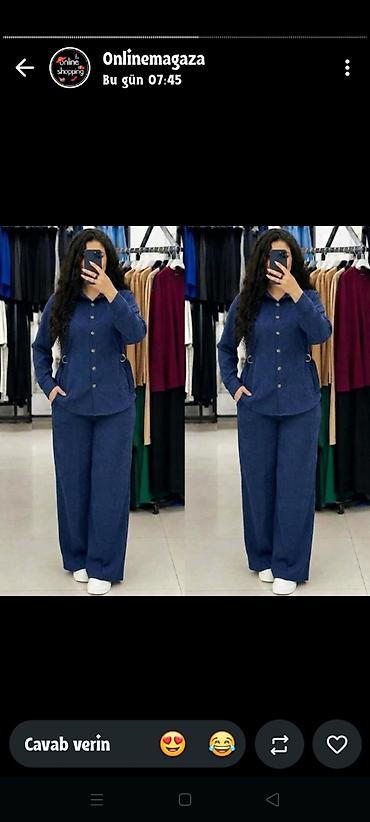 denim tears: Qadın dəst – tünd mavi rəng - İki parçadan ibarət: uzunqol köynək + — 1