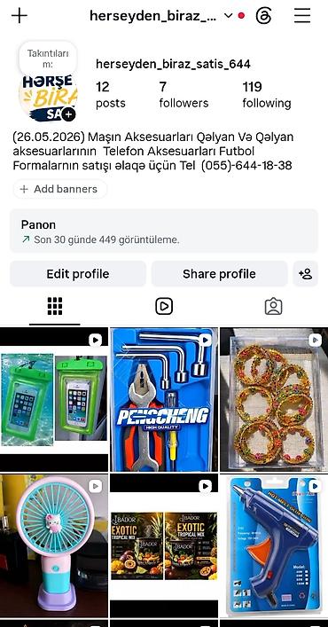 ucuz mallar instagram: Məhsul: İnstagram səhifəsi – “herseyden_biraz_satis_644” profili üzrə — 1
