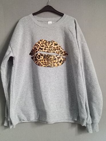 флисовые мужские спортивные костюмы: Xl-xxl Boz rəngdə iki hissəli idman dəsti - Üst: klassik sweatshirt
