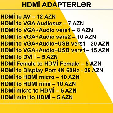 kompüter barter: HDMİ Adapterlər/Konverterlər (Çeviricilər) ⭐HDMİ to AV – 12 AZN ⭐HDMİ — 2
