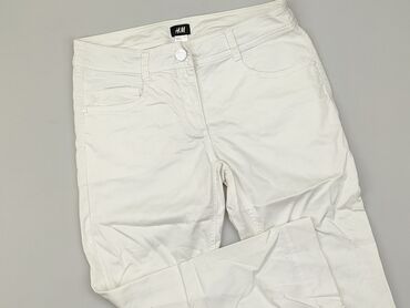 białe spodnie wide leg: Spodnie 3/4 Damskie, H&M, M (EU 38), stan - Dobry