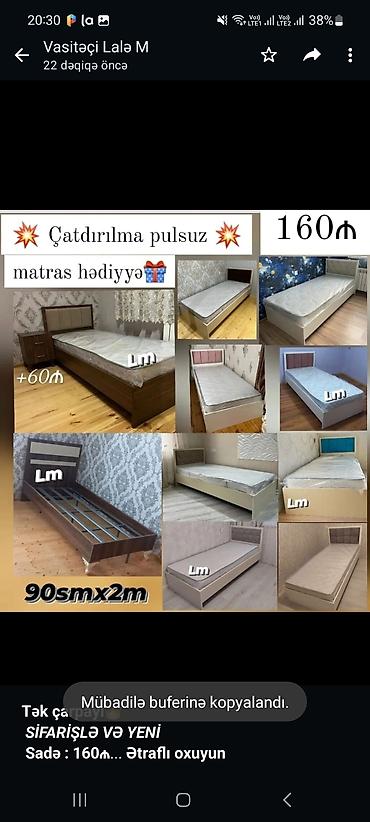 *Tək çarpayı*👑 _*SİFARİŞLƏ VƏ YENİ*_ *Sadə : 160₼*