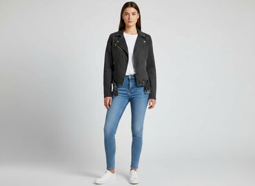 spodnie motocyklowe jeans damskie: H&M, Kurtka jeansowa damska, rozmiar XS