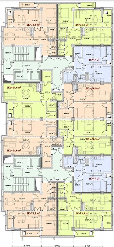 жк айкол: 2 комнаты, 71 м², Южная Магистраль 3 этаж, ПСО (под самоотделку) — 4