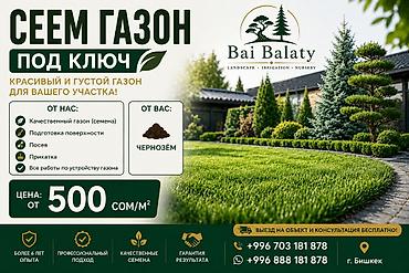 Услуга: посев газона «под ключ» Описание: - Красивая и густая