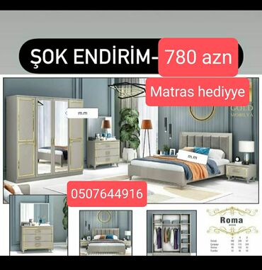 ısmarlama mebel: İkinəfərlik çarpayı, Termo, Dolab, 2 tumba, Azərbaycan, Yeni