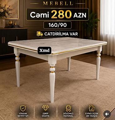 rum reqemli divar saatlari: Mebell – Zərif dizaynlı yemək masası Ölçü: 160 x 90 sm Qiymət: Cəmi — 1