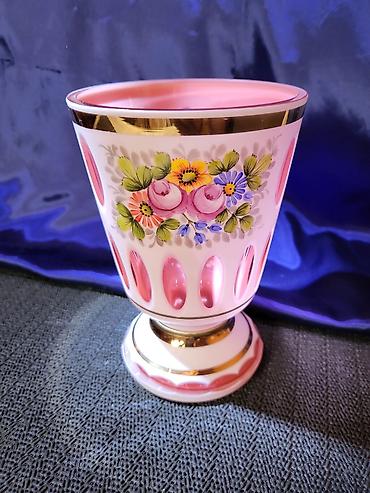 Bohemija kristalna vaza 1950,60ta.god.rucni rad. Bohemija pehar — 1