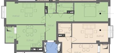 квартиры в рассрочку в бишкеке: 2 комнаты, 71 м², Элитка, 6 этаж, ПСО (под самоотделку)