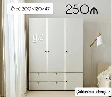 balaca skaf: Ağ rəngdə 3 qapılı paltar şkafı - Ölçü: 200 × 120 × 47 sm - Üst — 1