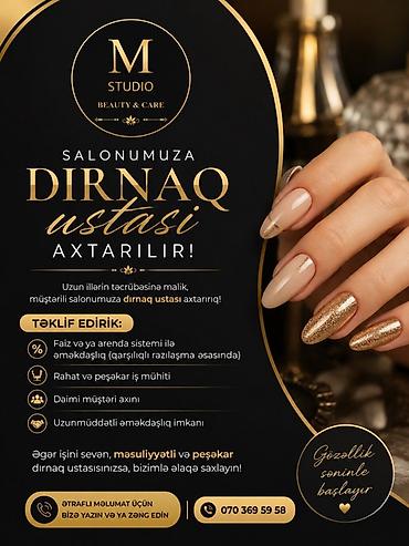 malyar isi: Dırnaq ustası tələb olunur, Yerin icarəsi, 1-2 illik təcrübə — 1