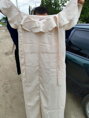 белые платье: Повседневное платье, Лето, 3XL (EU 46)