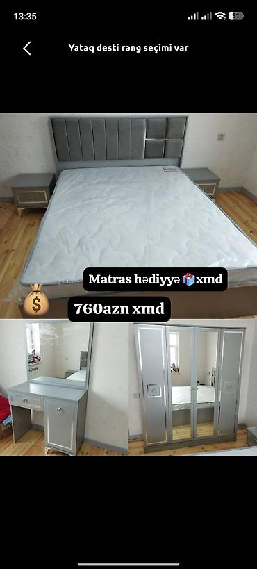 yataq çərçivəsi: Yataq otağı dəsti – rəng seçimi mövcuddur. Tərkibi: - Yumşaq başlıqlı — 1