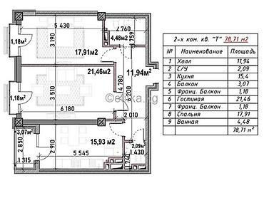 3 комнаты, 78 м², 3 этаж