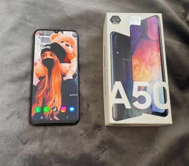 телефон флай 4516: Samsung Galaxy A50, 64 ГБ, цвет - Серый, Отпечаток пальца, Две SIM карты, Face ID