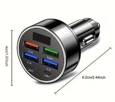 gps avto: Avtomobil siqaret çaxanı üçün sürətli şarj adapteri - 6 port: 4x — 2