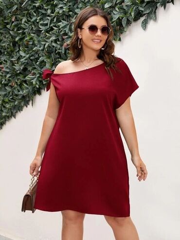 haljine akcija: 3XL (EU 46), color - Burgundy, Cocktail, Short sleeves