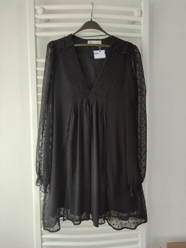 Haljine: Zara M (EU 38), L (EU 40), XL (EU 42), bоја - Crna, Oversize, Dugih rukava