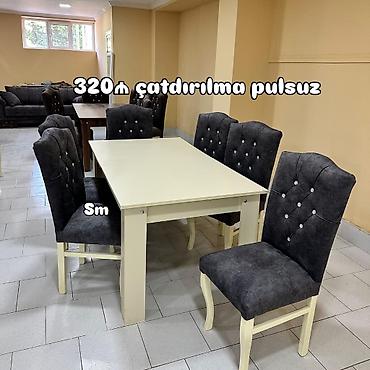 Qonaq otağı üçün, Yeni, Açılmayan, Dördbucaq masa, 6 stul