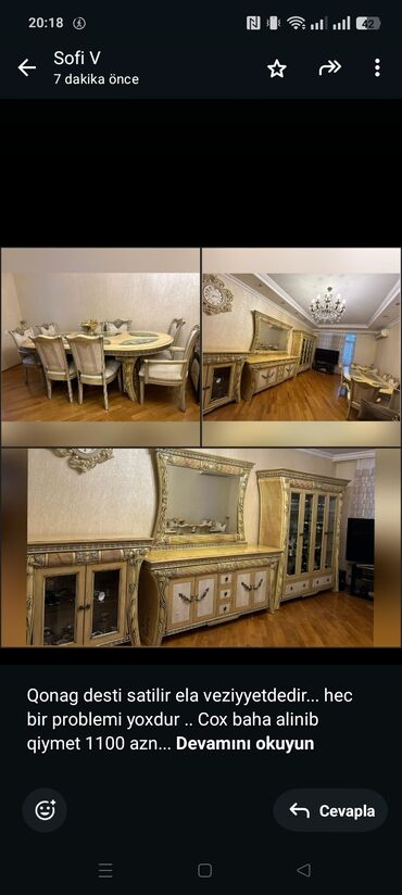 столовый набор: Qonag desti satilir ela veziyyetdedir. hec bir problemi yoxdur