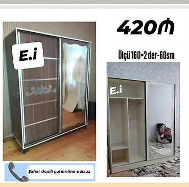 Ev üçün mebel: Sürgülü qapılı paltar dolabı - Qiymət: 420₼ - Ölçü: 160×2 der-60 sm — 1