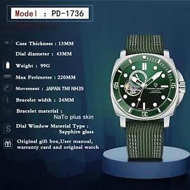 Ručni satovi: PAGANI DESIGN PD-1736 -Zelena- Seiko Automatic mehanizam Potpuno nov — 9