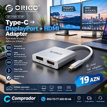 iphone adapter: Conventor ORICO-XD-CFHD4-SV-BP Type-C to DisplayPort: up to 4K×2K @ 30 — 1