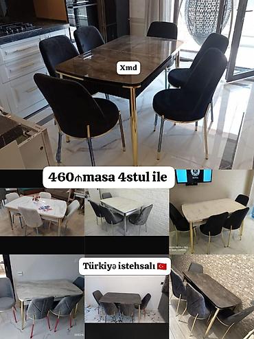 balkon ucun stol stul: Türkiyə istehsalı yemək dəsti – masa + 4 stul. - Masa: mərmər naxışlı — 1