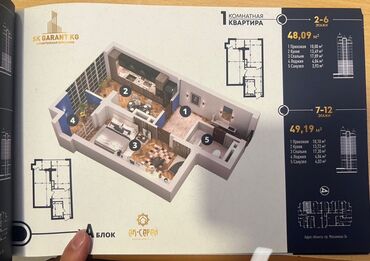 сдается 2 комнатная квартира город ош: 1 комната, 50 м², Элитка, 12 этаж, ПСО (под самоотделку)