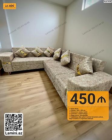 Диваны: Künc divan – Kod: 5938 - Ölçülər: 280 × 200 sm - Mexanizm: açılan — 1