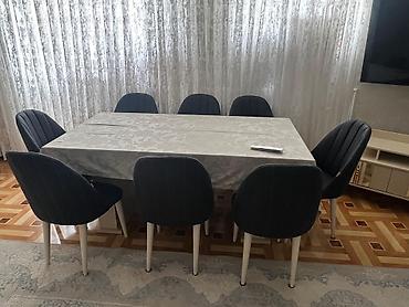 masa satisi: Qonaq otağı üçün, İşlənmiş, Açılan, Dördbucaq masa, 8 stul — 2
