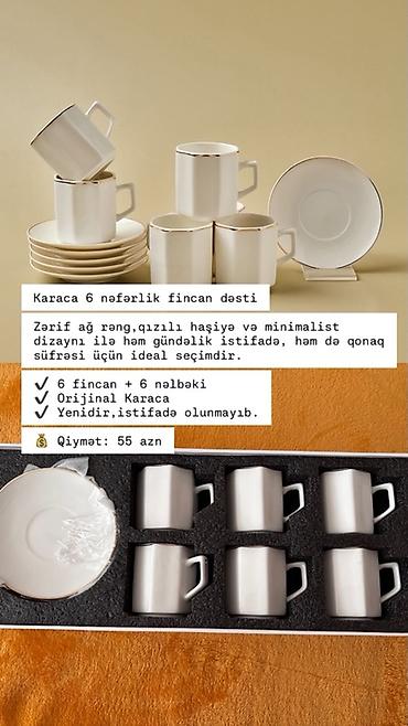 çaşka nelbeki: Çay dəsti, rəng - Ağ, 6 nəfərlik — 1