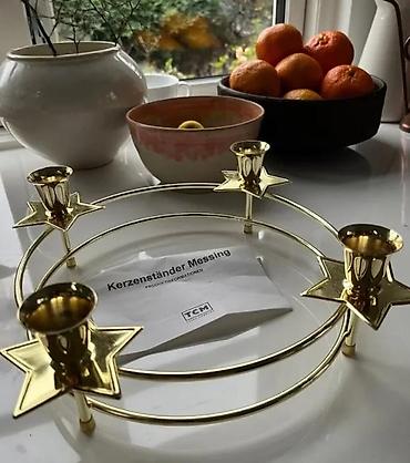 Sveće i svećnjaci: TCM svečani svećnjak/venac za advent – mesing, Ø oko 24 cm - Okrugli — 2