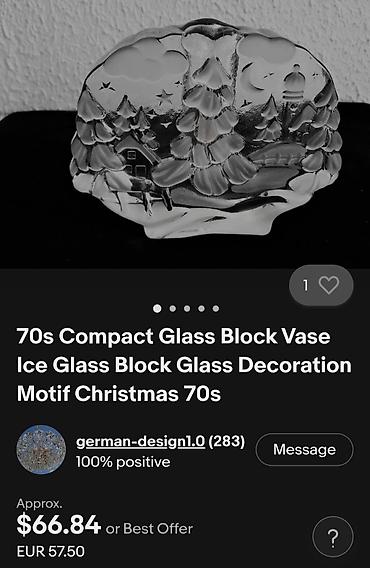 autima: Vaza Walther staklo Nemacka iz 70ih.godina. Blockvase,pun rad — 4