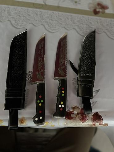 ножы: Набор резных ножей с гравировкой и ножнами - В комплекте 2 ножа и 2 — 1