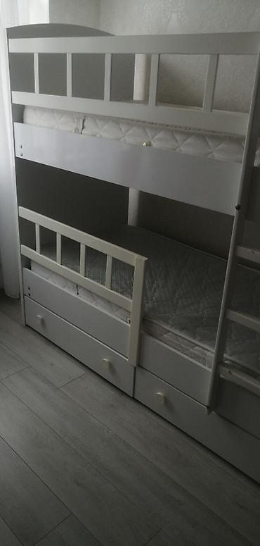 levent mebel: İki mərtəbəli uşaq çarpayısı - Rəng: ağ/boz tonlarında - Material — 1
