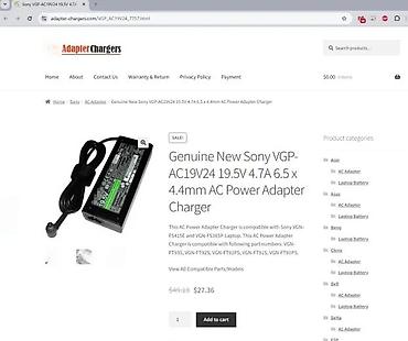 Adapteri i punjači za laptop: Sony AC adapter za laptop – model VGP-AC19V24 - Izlaz: 19.5V ⎓ 4.7A — 9
