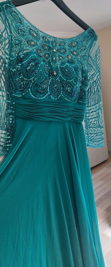 yaşil reng: Вечернее платье, Макси, XL (EU 42)