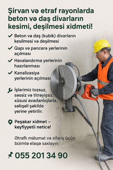 qapi darvaza: Şirvan və ətraf rayonlarda beton və daş divarların kəsimideşimi