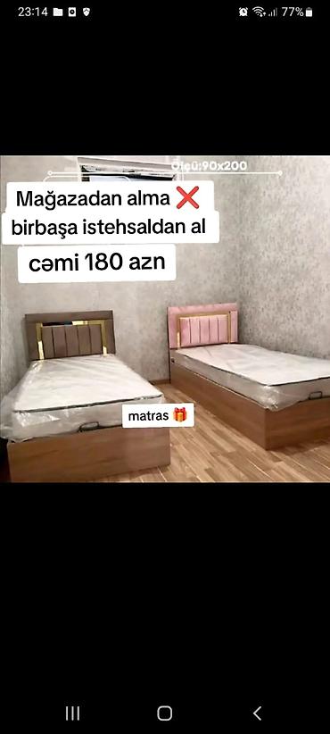Çarpayılar: Yeni, Təknəfərlik çarpayı, Bazasız, Matras ilə, Siyirməsiz — 1