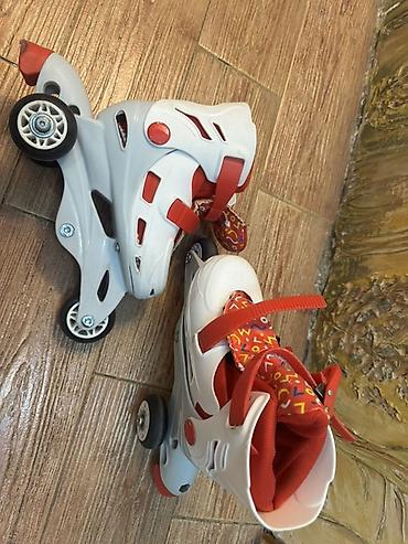 детские ролики roller: Uşaq dörd təkərli rolik konki - Rəng: ağ-qırmızı, iç hissəsi — 1