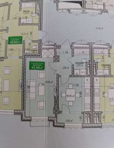 Продажа домов: 1 комната, 42 м², Элитка, 6 этаж, ПСО (под самоотделку)